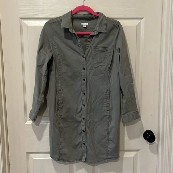 J Jill army green shirt dress, 8P - Picture 2 of 9
